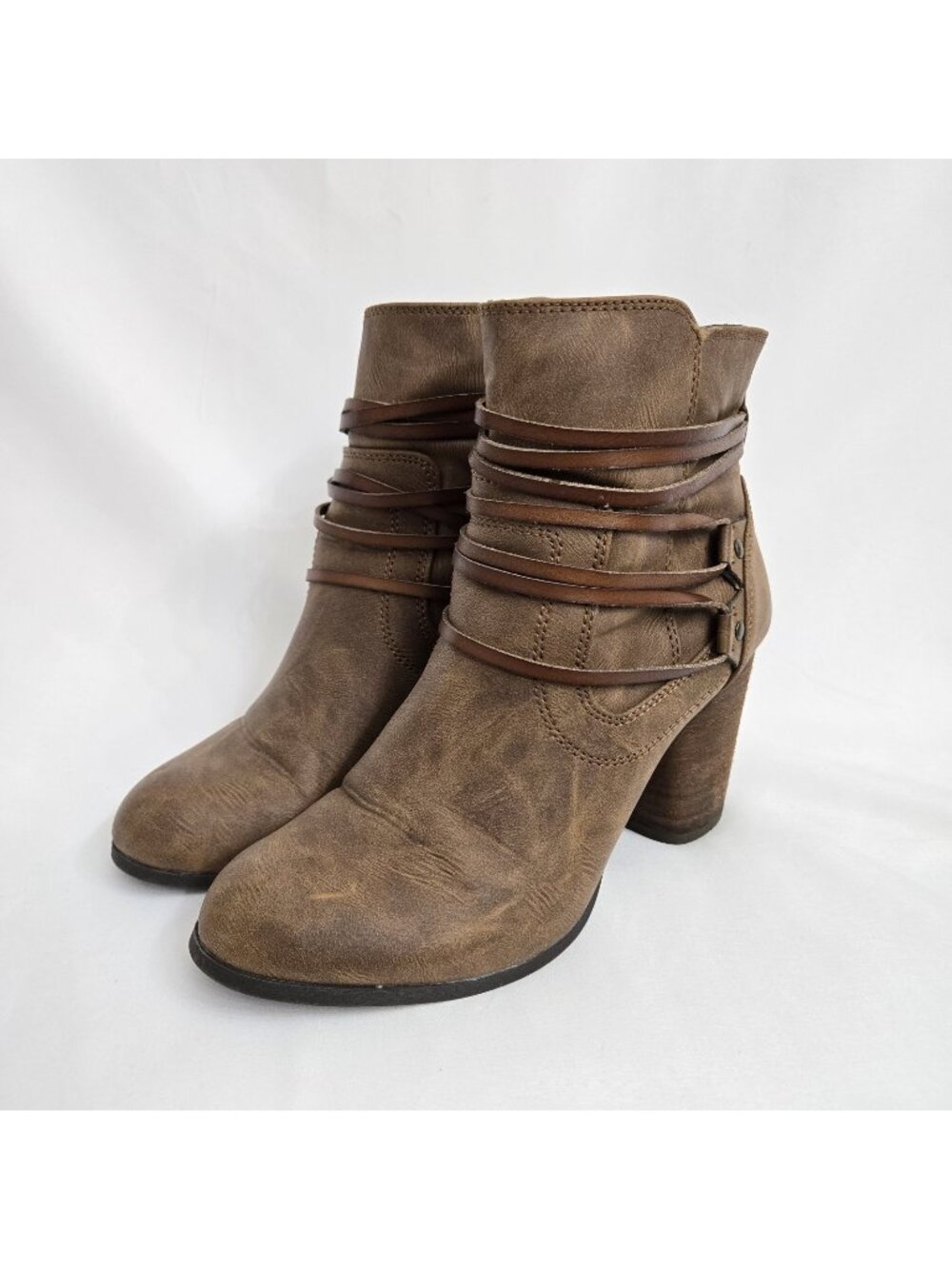 MADDEN GIRL WOMEN'S DEVON Ankle Boots Brown Cognac Paris Size 9M